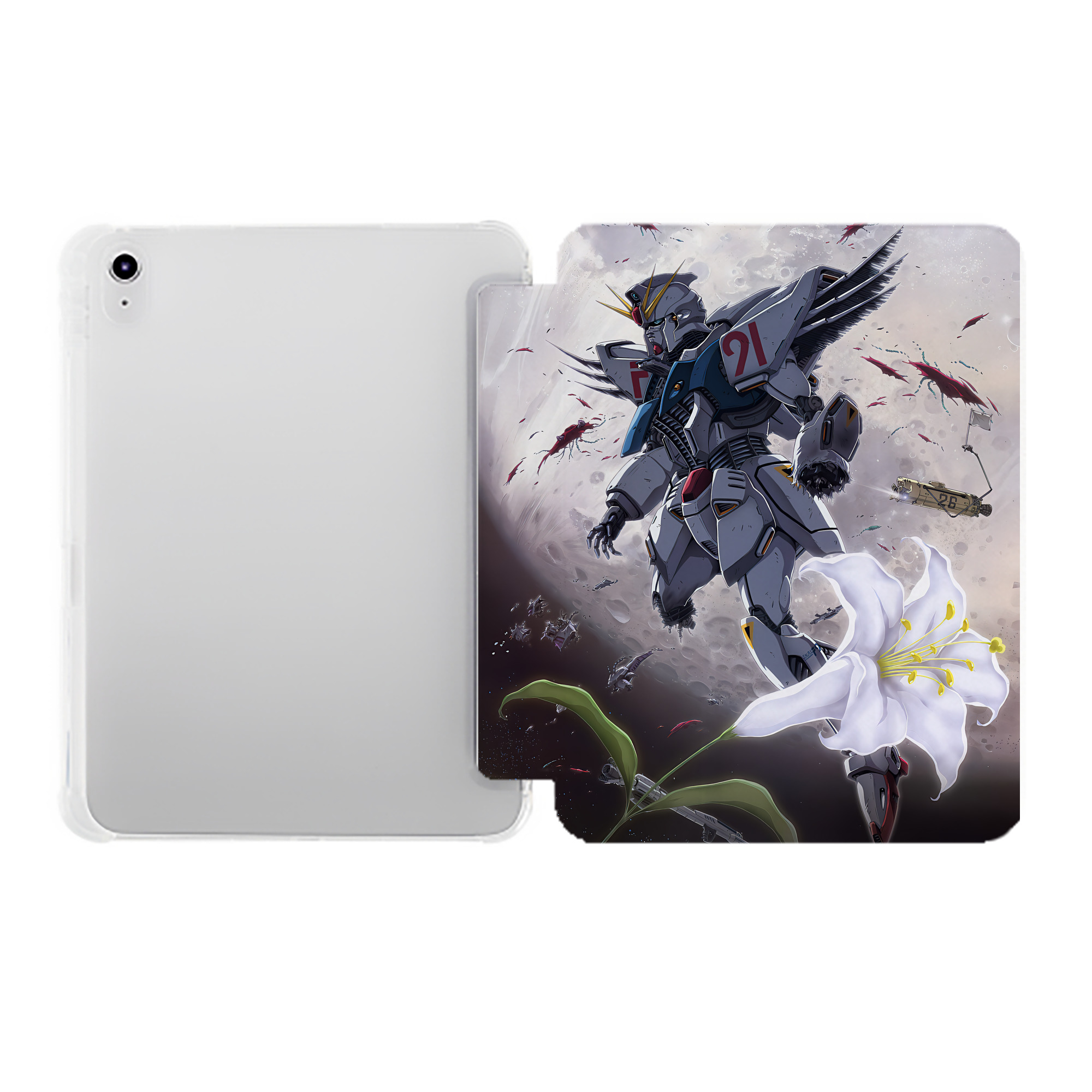 （画像用） 機動戦士ガンダム Mobile Suit Gundam IPad ケース ペン収納付き 三つ折りスタンド PUレザー×シリコン 対応機種9.5/10.5/10.9インチ